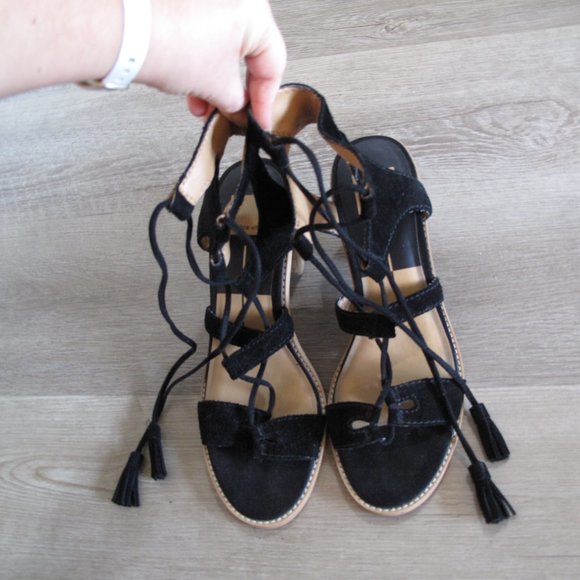 DOLCE VITA Black Suede Lace Up Sandals - Picture 3 of 7